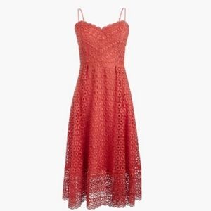 J. Crew lace dress in coral